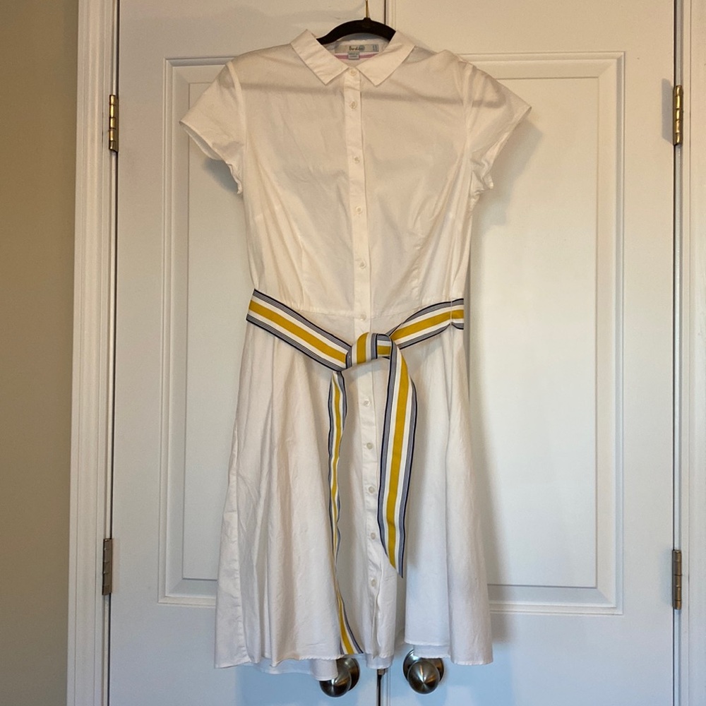 Boden sz 14  white shirt dress with stretch and belt never been worn